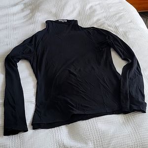 James Perse Mock Neck Double Layer Black Shirt Sz 3